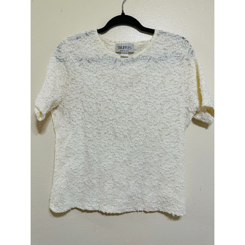Truffles Women's Stretchy Textured Short Sleeve Top Size L